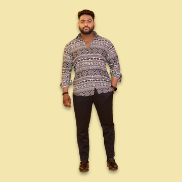 Black & White Print Full Sleeves Shirt