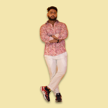 Pink Floral Print Full Sleeves Shirt