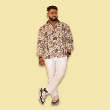 Floral Print Crepe Full Sleeves Shirt