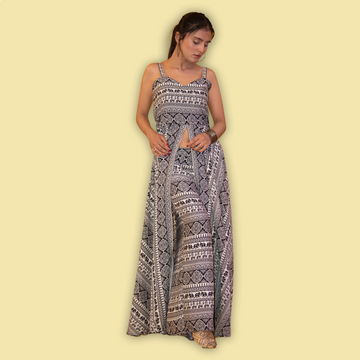 Black & White Print Top and Pant Coord Set