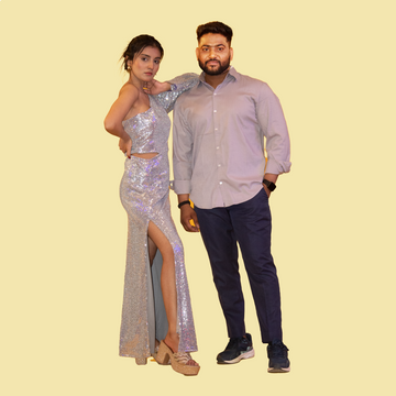 Silver Color Matching Outfit for Couple