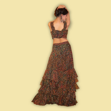 Sleeveless Crop Top and Floor Length Skirt Set