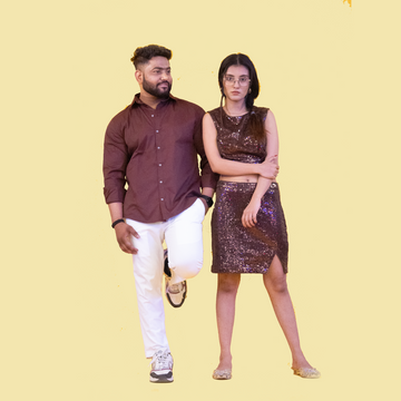 Brown Color Matching Outfit for Couple