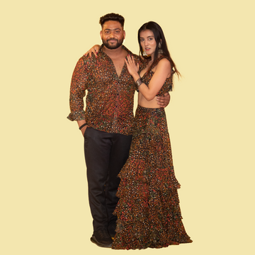 Printed Multicolor Georgette Matching Outfit for Couple