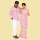 Pink Floral Print Rayon Matching Outfit for Couple