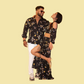 Black Floral Print Matching Outfit for Couple