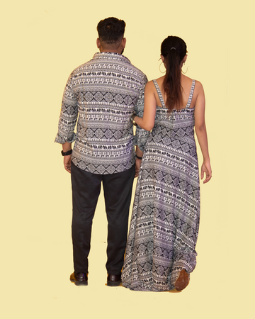 Black & White Print Matching Outfit for Couple