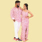 Pink Floral Print Rayon Matching Outfit for Couple