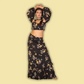 Black Floral Print Top and Skirt Coord Set