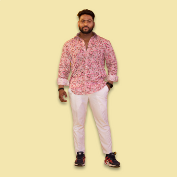 Pink Floral Print Full Sleeves Shirt