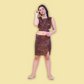 Brown Sequin Cutout Top and Mini Skirt Set