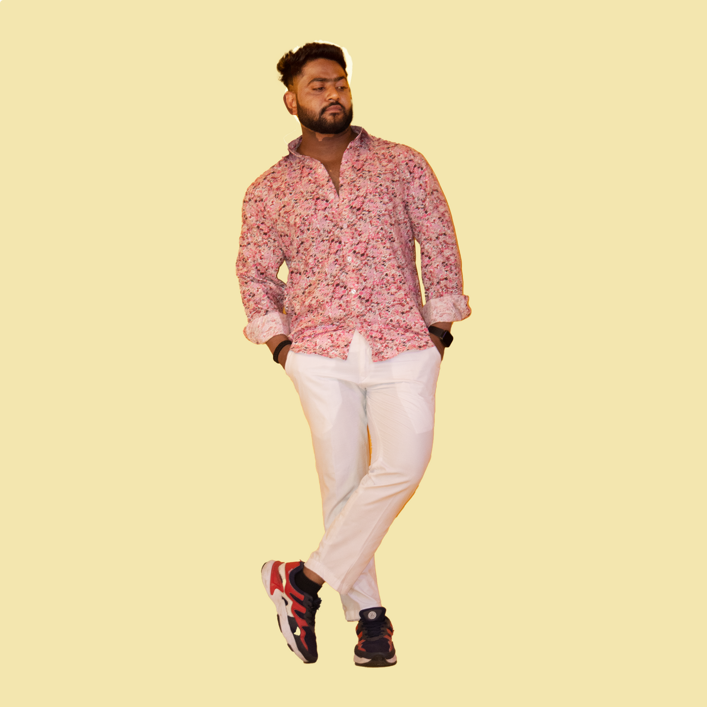 Pink Floral Print Full Sleeves Shirt