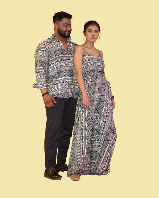 Black & White Print Matching Outfit for Couple