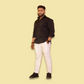 Black Full Sleeves Cotton Lycra Shirt