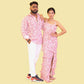 Pink Floral Print Rayon Matching Outfit for Couple