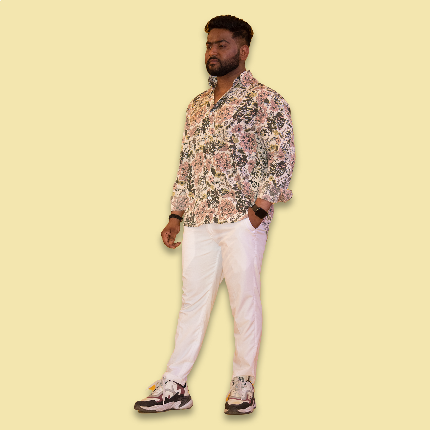 Floral Print Crepe Full Sleeves Shirt