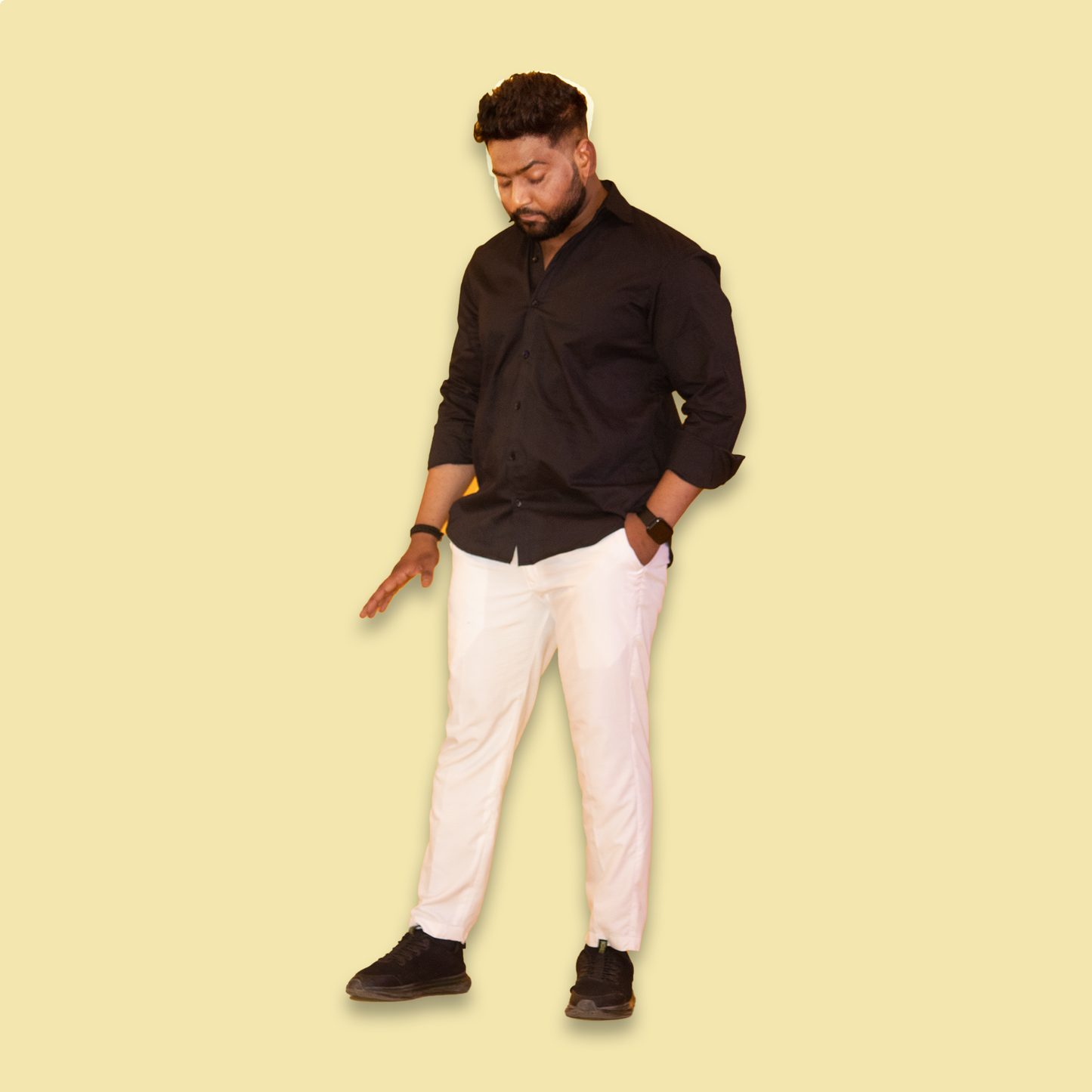 Black Full Sleeves Cotton Lycra Shirt