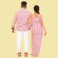 Pink Floral Print Rayon Matching Outfit for Couple