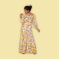 Yellow Floral Print Cutout Maxi Dress