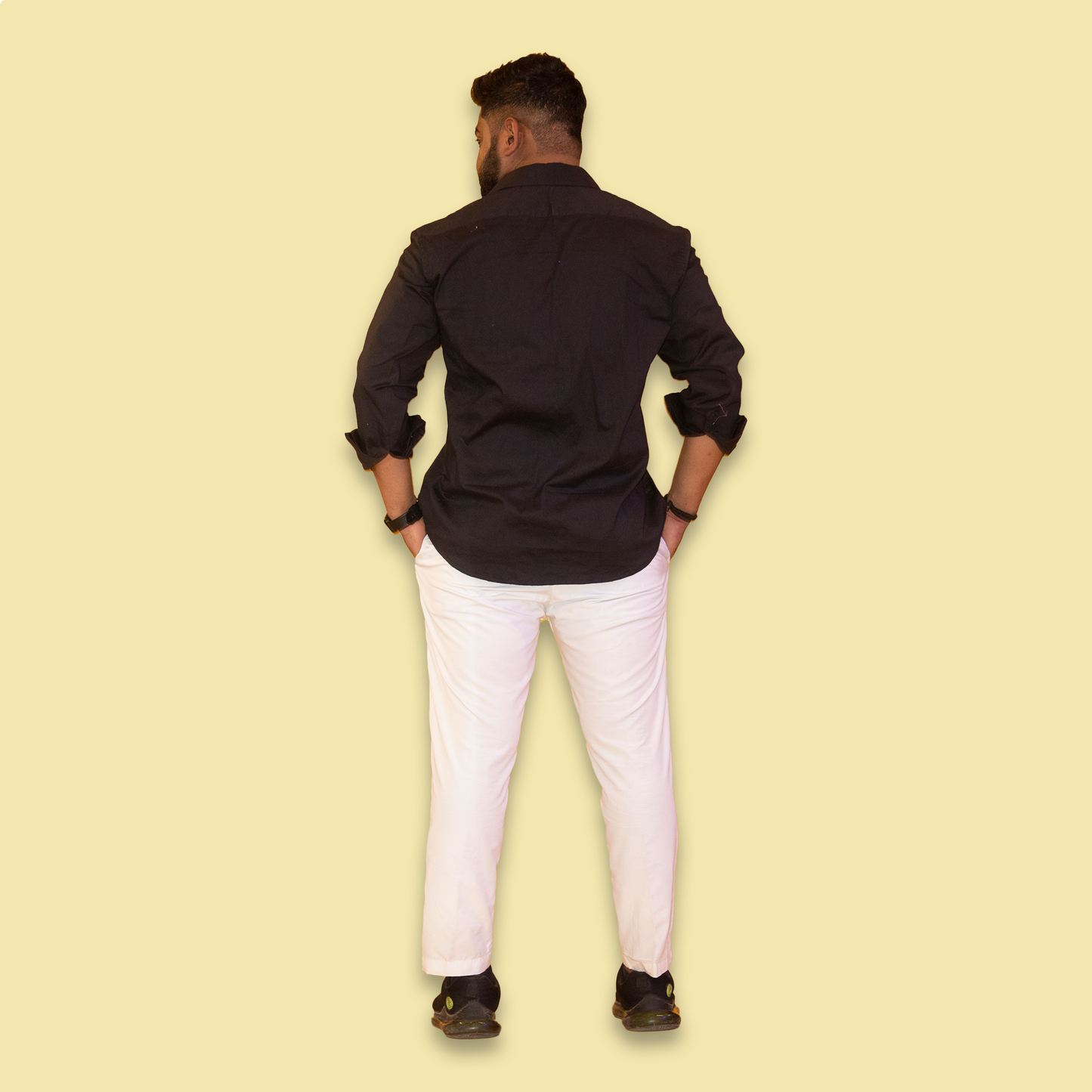 Black Full Sleeves Cotton Lycra Shirt