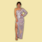 One Shoulder Silver Sequin Gown