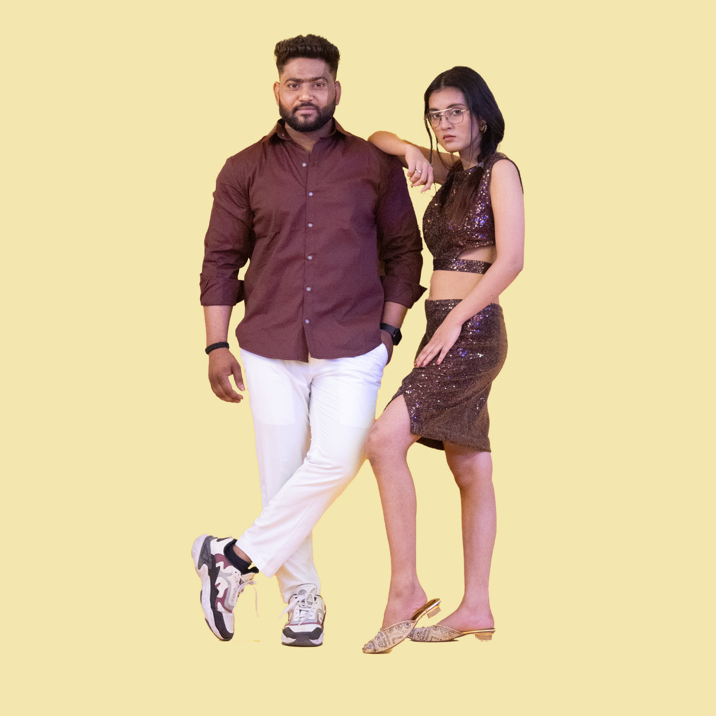 Brown Color Matching Outfit for Couple