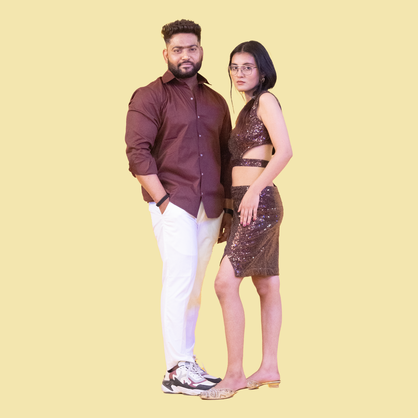 Brown Color Matching Outfit for Couple