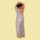One Shoulder Silver Sequin Gown