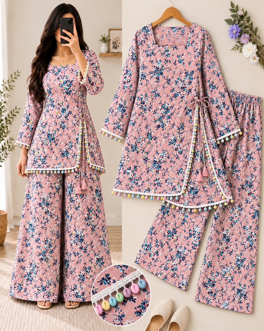 Blush Aura Floral Print Coord Set