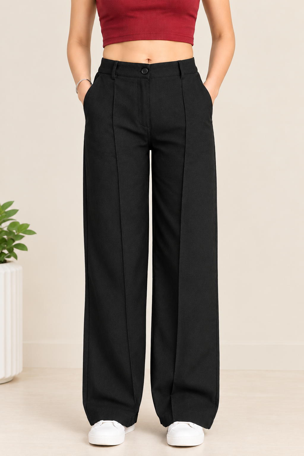 Women Black Straight Fit Trouser
