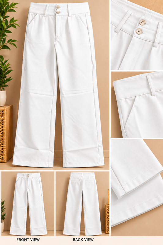 Women Wide Leg Double Belt Korean Pant